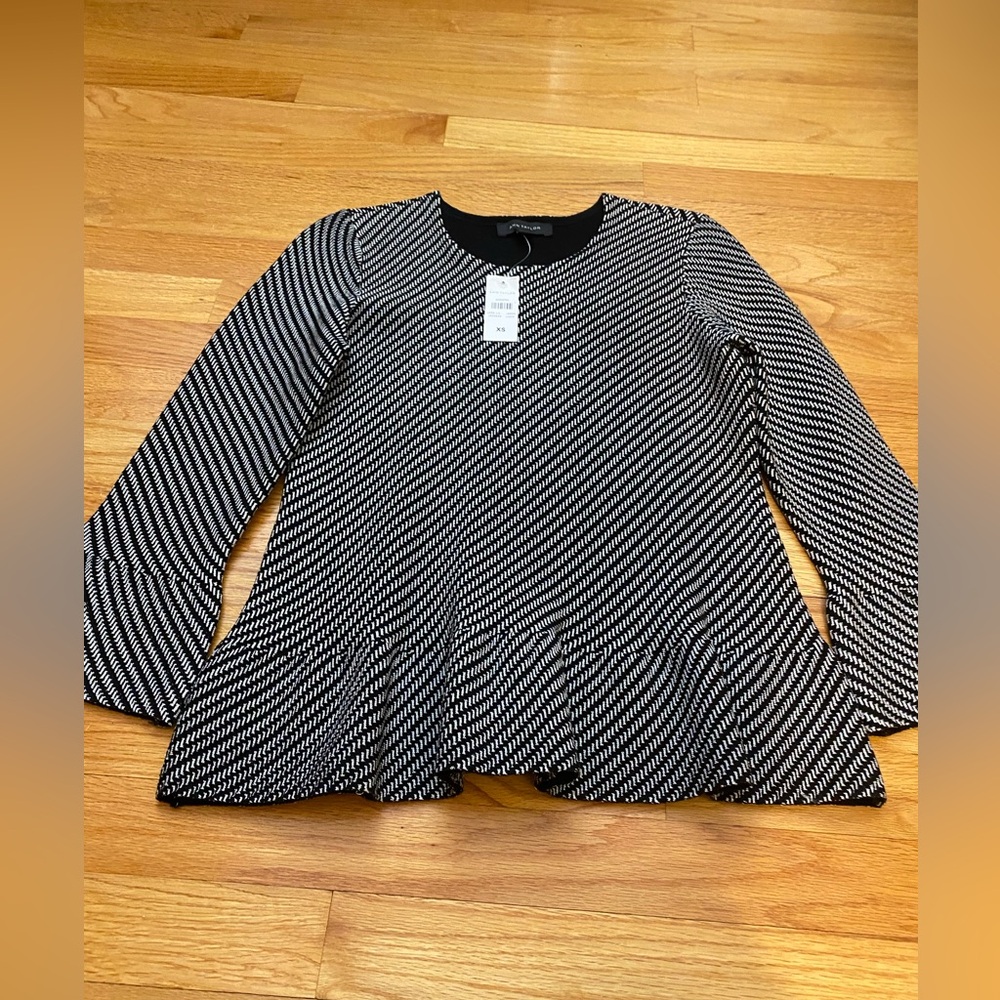 NWT ANN TAYLOR Checkered Peplum Top